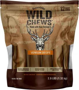 | Wild Chews | Venison Recipe, Made with Real Venison, Limited Ingredient, Long Lasting Chews for Large Dogs | 12 Count