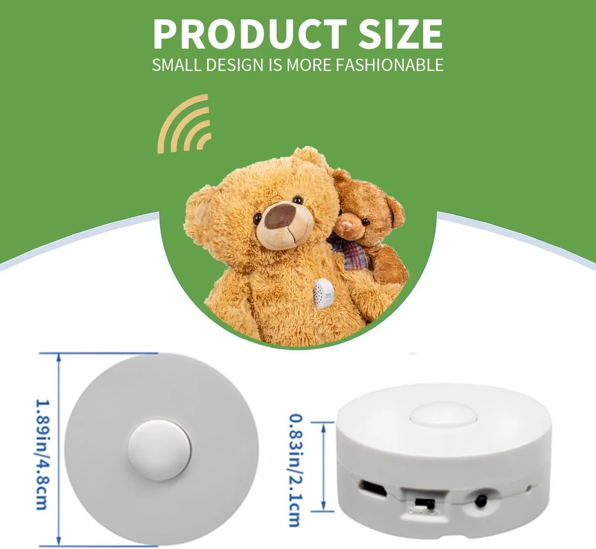 16 Min Voice Recorder,DIY Voice Recording Button for Stuffed Animals, Bear,Plush, Baby Doll Toy,Pillow. Record Custom Messages for Xmas Halloween New Year Birthday Creative Presents-White