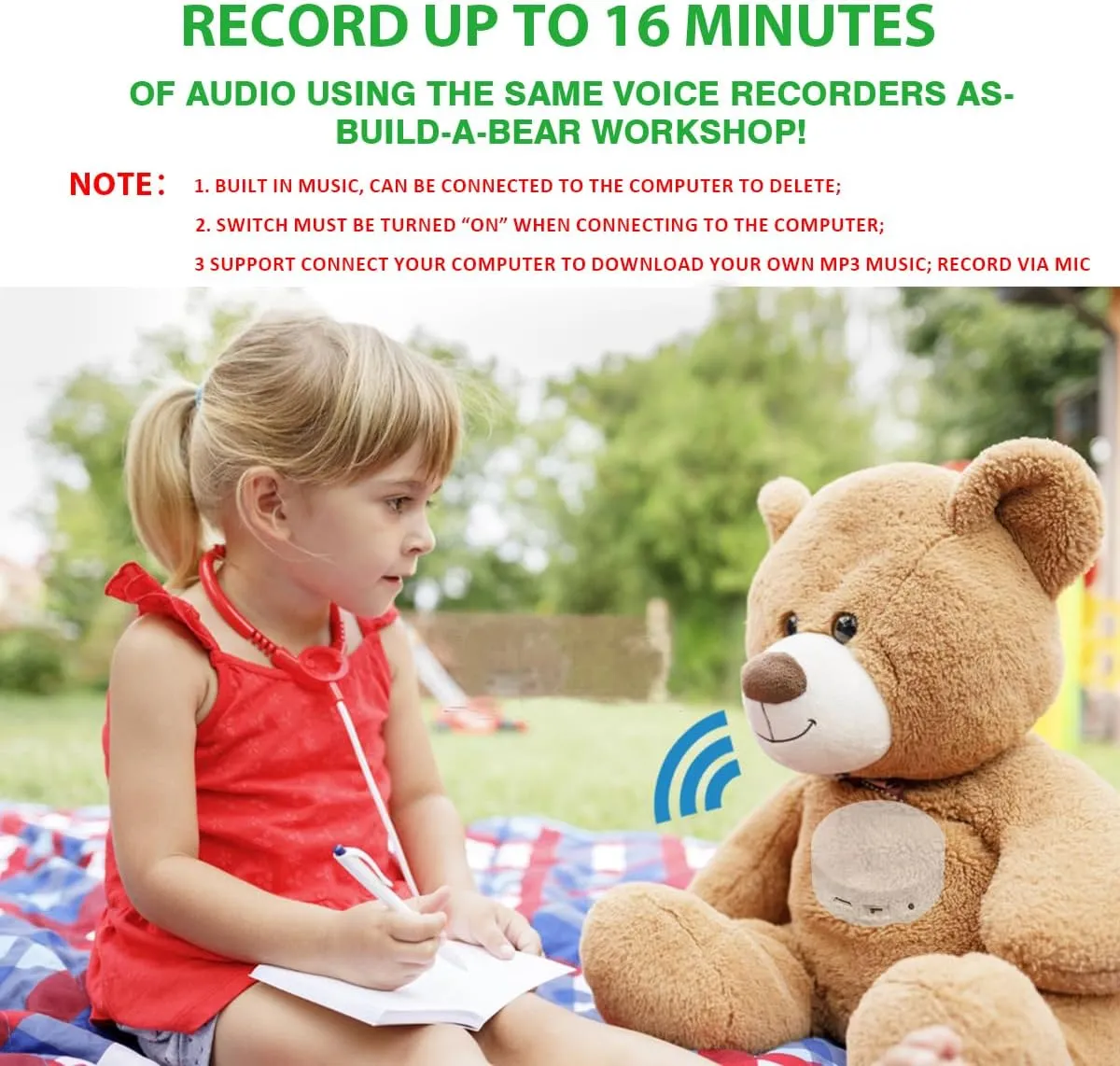 16 Min Voice Recorder,DIY Voice Recording Button for Stuffed Animals, Bear,Plush, Baby Doll Toy,Pillow. Record Custom Messages for Xmas Halloween New Year Birthday Creative Presents-White