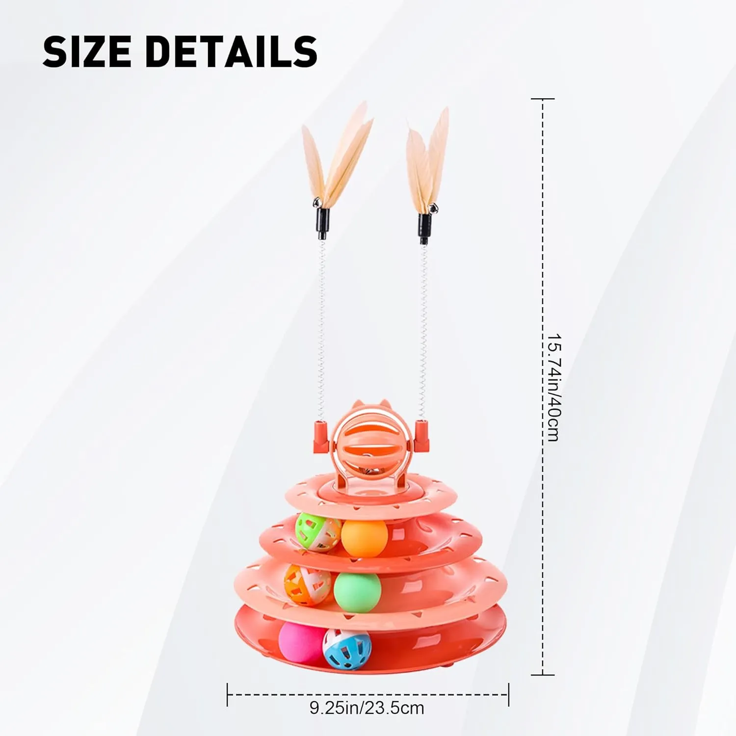 2 in 1 Cat Interactive Toy Roller 3-Level Turntable Cat Slow Feeder Food Dispenser Wand (Blue-C)