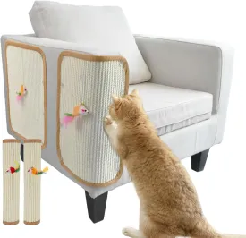 2 Pcs Natural Sisal Cat Scratcher Mat,Cat Scratching Pad with A Play Toy for Protector Fabric Sofa,Wall,Furniture and Door from Kittens Scratching