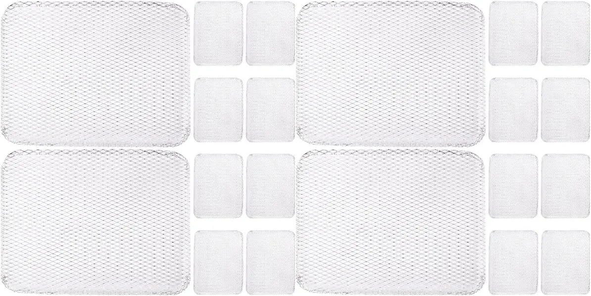 20pcs Grill Topper Rectangular Grill BBQ Disposable Grill Toppers Aluminum BBQ Mesh Grill Mat Grill Tray Broiler Pans Non Stick Baking Tools Outdoor BBQ Accessories for Baking Cooking Grilling