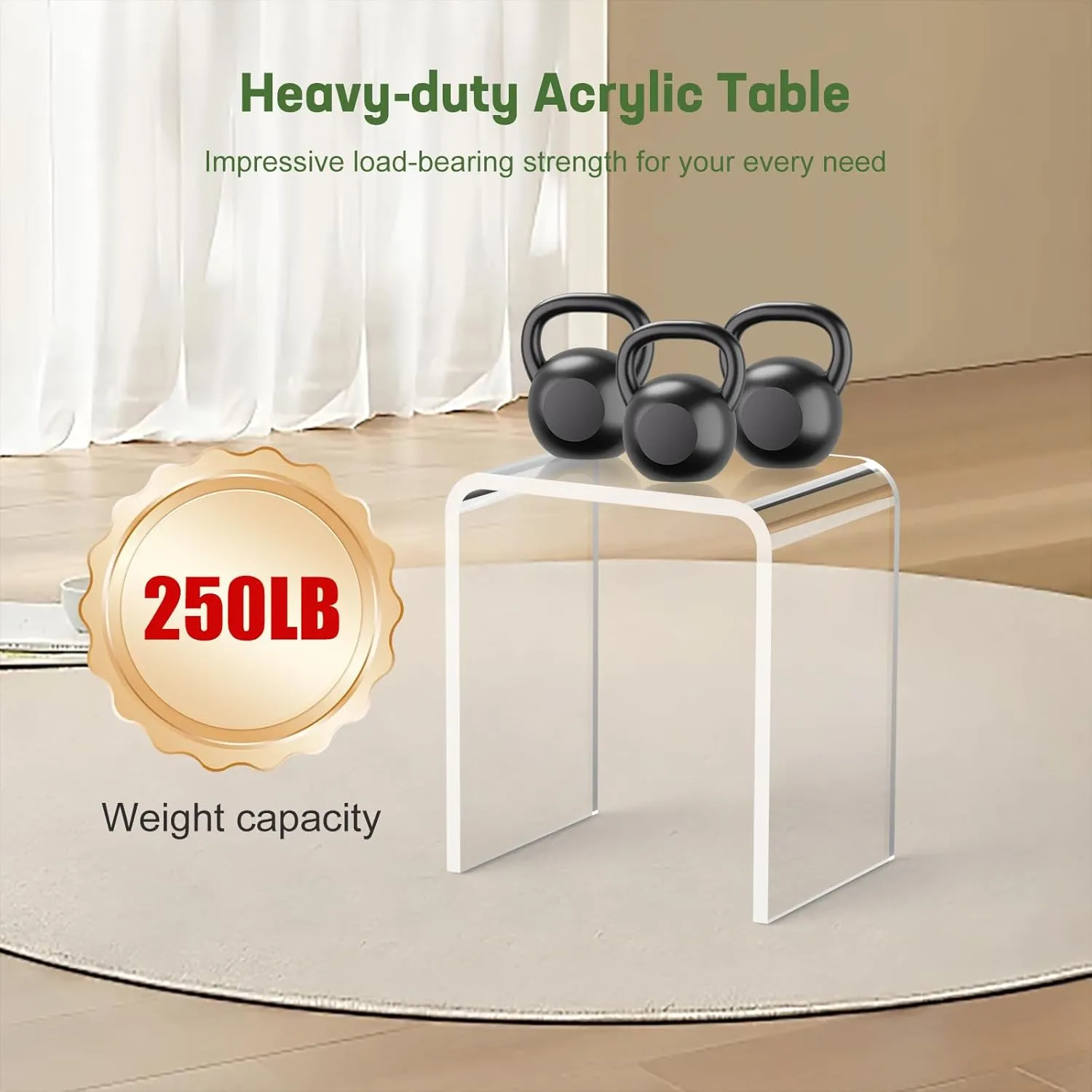 Acrylic Side Table, 18" H x 16" W x 12" D x 3/5'' Thick Clear Small End Table, Transparent Nightstand and Stool for Home Office, Living Room and Bedroom