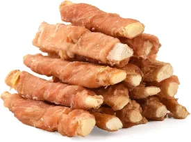 ASMPET Dog Treats Chicken Wrapped Beef Cartilage Rawhide-Free Grain-Free High Protein Low Fat Healthy Dog Chews for Small Medium Large Breeds 10.6 oz