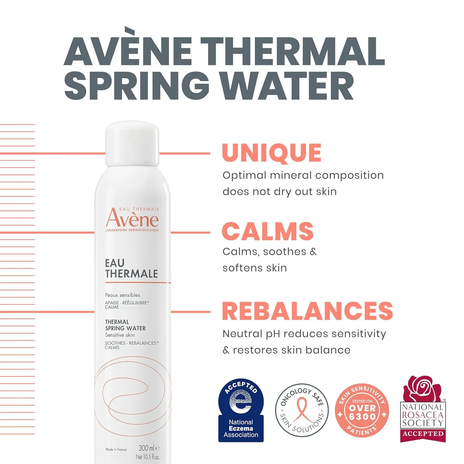 Avene Thermal Spring Water, Soothing Calming Facial Mist Spray for Sensitive Skin, Soothes, Softens   Calms Skin, Formulated with Mineral & Biological Properties 10.1 Oz