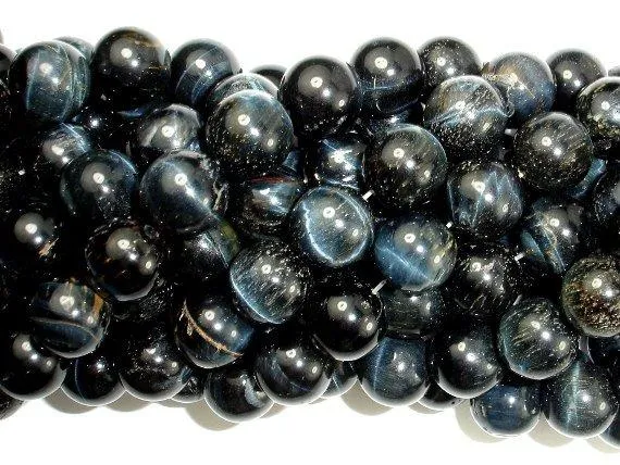 Blue Tiger Eye Beads, 12mm Round Beads