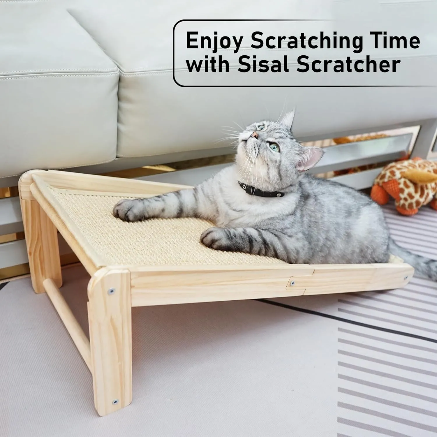 Cat Scratcher, L-Shape Cat Scratcher for Indoor Cats, Three Modes Cat Scratcher, Durable Natural Sisal Cat Scratch Furniture ProtectorFree Catnip