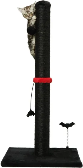 Cat Scratching Post Premium Sisal Scratch Posts with Hanging Ball Vertical Scratcher for Indoor Cats and Kittens,Black
