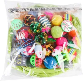 Cat Toys Toys Set 21 PCS Toys Assortments Including Tunnel Cat Feather Teaser Wand Sisal Mice Bell Crinkle Interactive Cat Toys for Indoor Cats (Green, One Size)