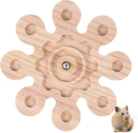 Chinchilla Wheel Wooden Grinding Guinea Pig Toys for Cage Hamster Interactive Wheel Rotating Chew Toys Hanging Exercise Accessories for Teeth Chewing Supplies