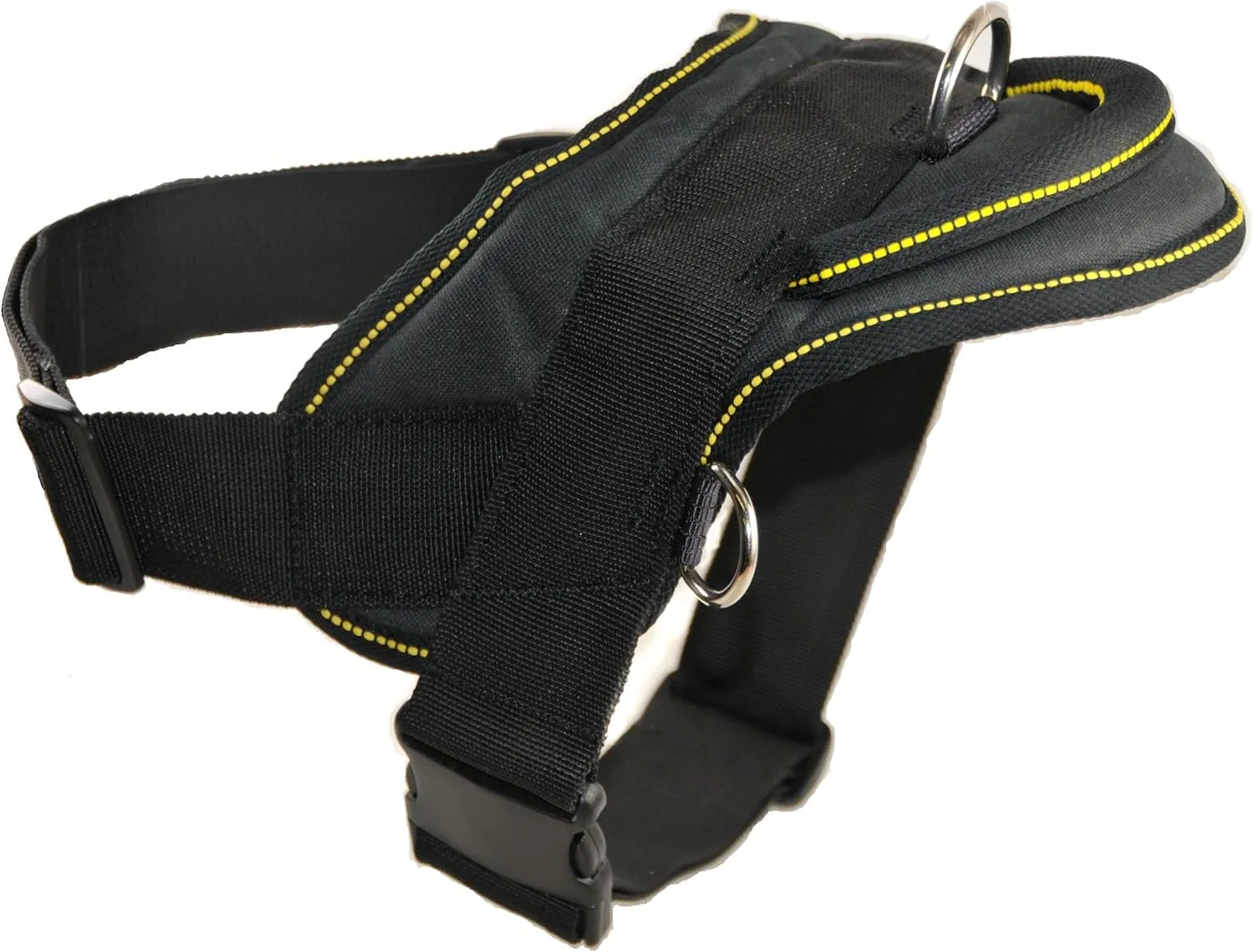 Dean and Tyler DT Dog Harness, Black With Yellow Trim, Large - Fits Girth Size: 32-Inch to 42-Inch