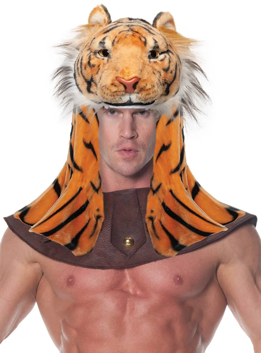Deluxe Orange Tiger Head Piece Costume Accessory