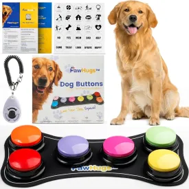 Dog Buttons for Communication with Mat & Clicker  30s Recordable Dog Buttons Talk, Talking Buttons for Dogs, Gift for Dog Owners with Training Guide, Custom Stickers, and Clear Sound (6-Pack)