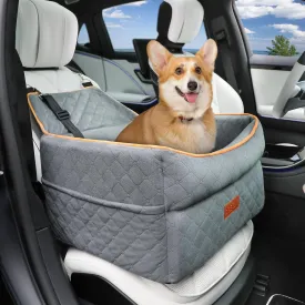 Dog Car Seat for Small Medium Dogs, Memory Foam Dog Booster Car Seat for Dogs 0-35 lbs, Anti-Slip Pet Car Seat with 2 Adjustable Leashes, Elevated Dog Car Travel Bed with Storage Pockets