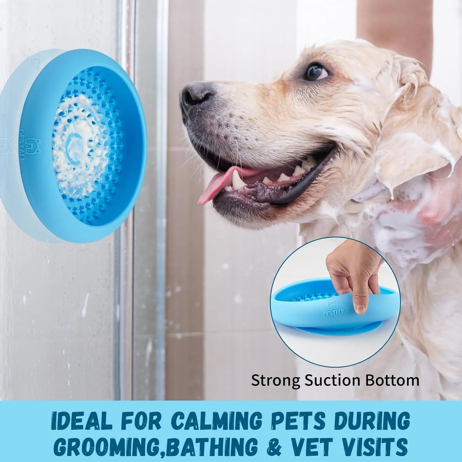 Dog Lick Bowl, Bestalk Anxiety Relief Slow Feeder Dog Lick Mat Treat Dispenser, Non-Slip Dogs Licking Bowl Enrichment Toys, BPA Free Silicone, Dishwasher Safe