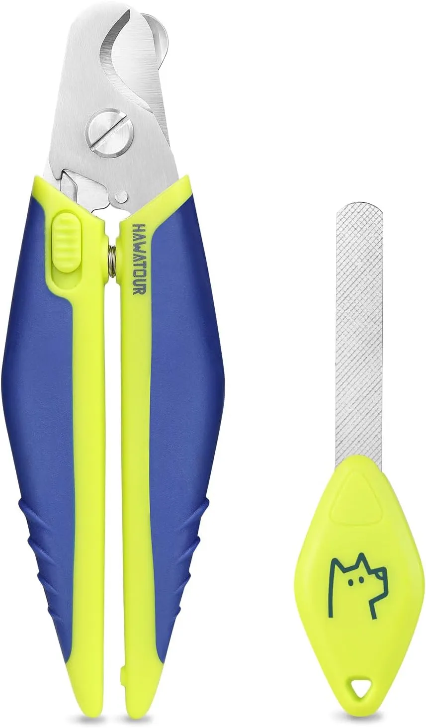 Dog Nail Clippers with Nail File, Professional Pet Nail Trimmers with Safety Guard, Avoid Over Cutting, Grooming Razor for Medium and Large Dog and Cat, Blue Yellow