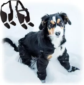 Dog Suspender Booties, Paw Boot Leggings Anti-Slip, Pet Snow Pants with Attached Boots Waterproof, Adjustable Suspender Shoes for Large Dogs with Cotton Lining, Paws Protector