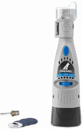 Dremel 7020-PGK Quiet Electric Pet Nail File Set with 4 Sanding Discs, Safe Alternative to Nail Clippers and Trimmers, Grey