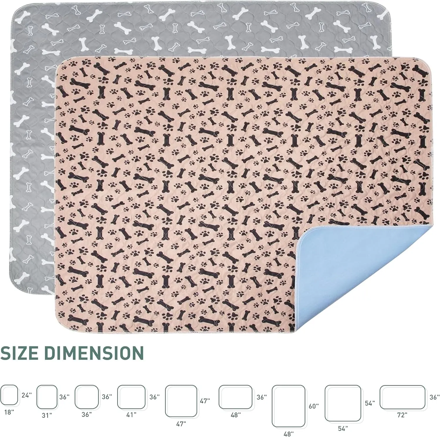 Eterish Reusable Washable Pee Pads for Dogs Large/Extra Large 36'' x 41'' 2 Pack, Absorbent Pet Puppy Dog Training Pads Non-Slip, Waterproof Whelping Potty Pads for Dogs Leak-Proof