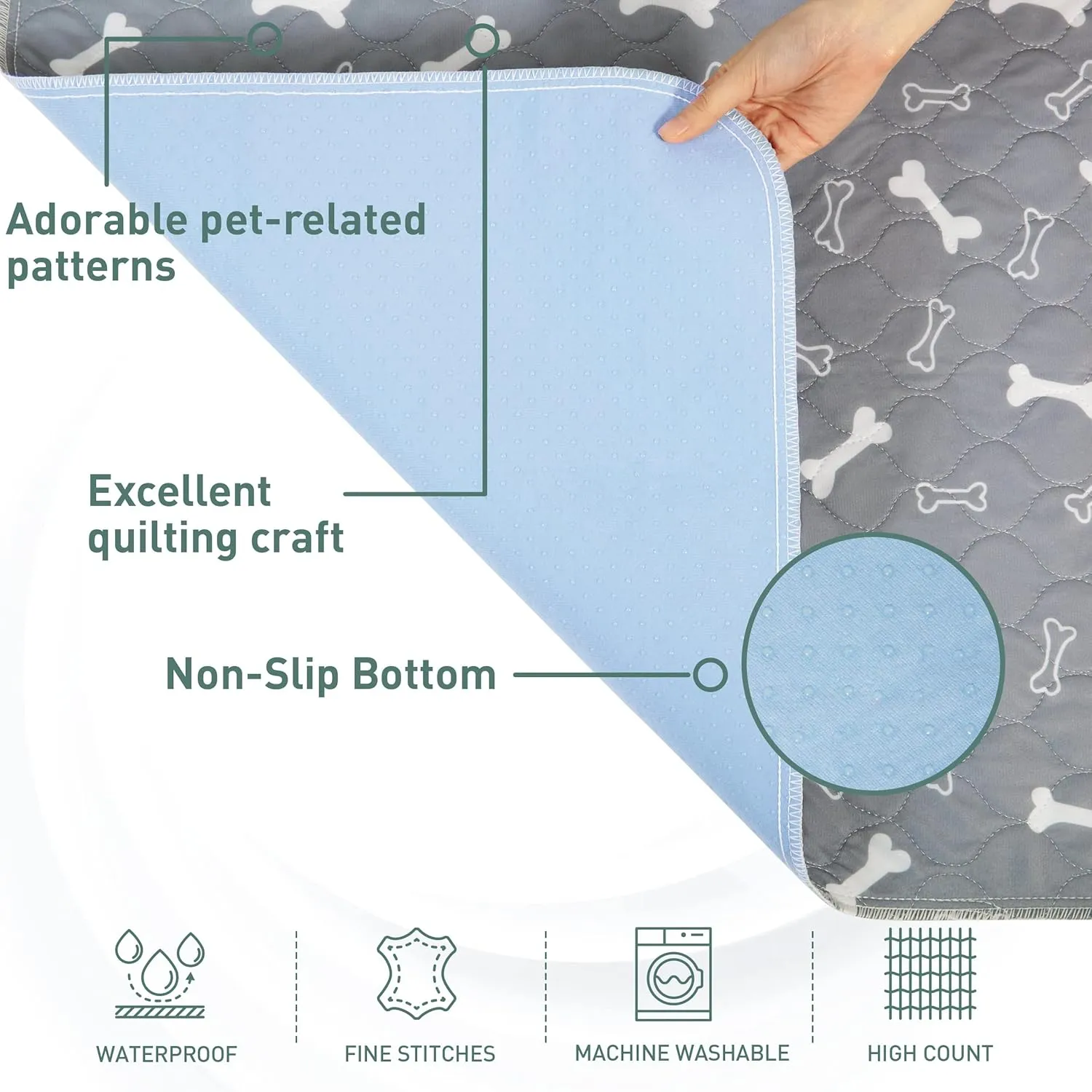 Eterish Reusable Washable Pee Pads for Dogs Large/Extra Large 36'' x 41'' 2 Pack, Absorbent Pet Puppy Dog Training Pads Non-Slip, Waterproof Whelping Potty Pads for Dogs Leak-Proof