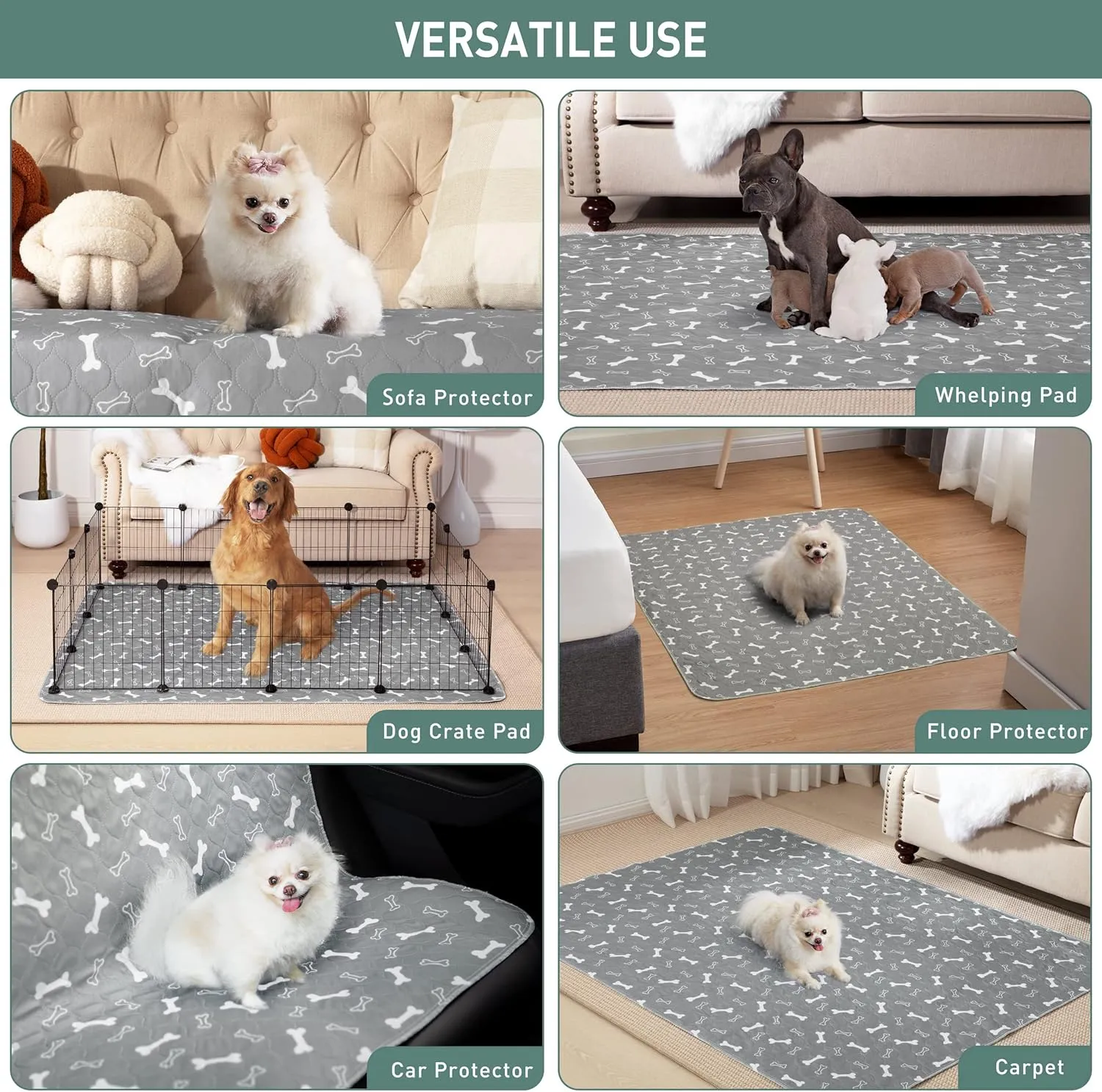 Eterish Reusable Washable Pee Pads for Dogs Large/Extra Large 36'' x 41'' 2 Pack, Absorbent Pet Puppy Dog Training Pads Non-Slip, Waterproof Whelping Potty Pads for Dogs Leak-Proof