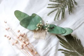 Eucalyptus Babys Breath Bridal Hair Comb, Boho Bridal Comb, eucalyptus comb, flower hair comb, bridesmaid comb, bridal flower comb