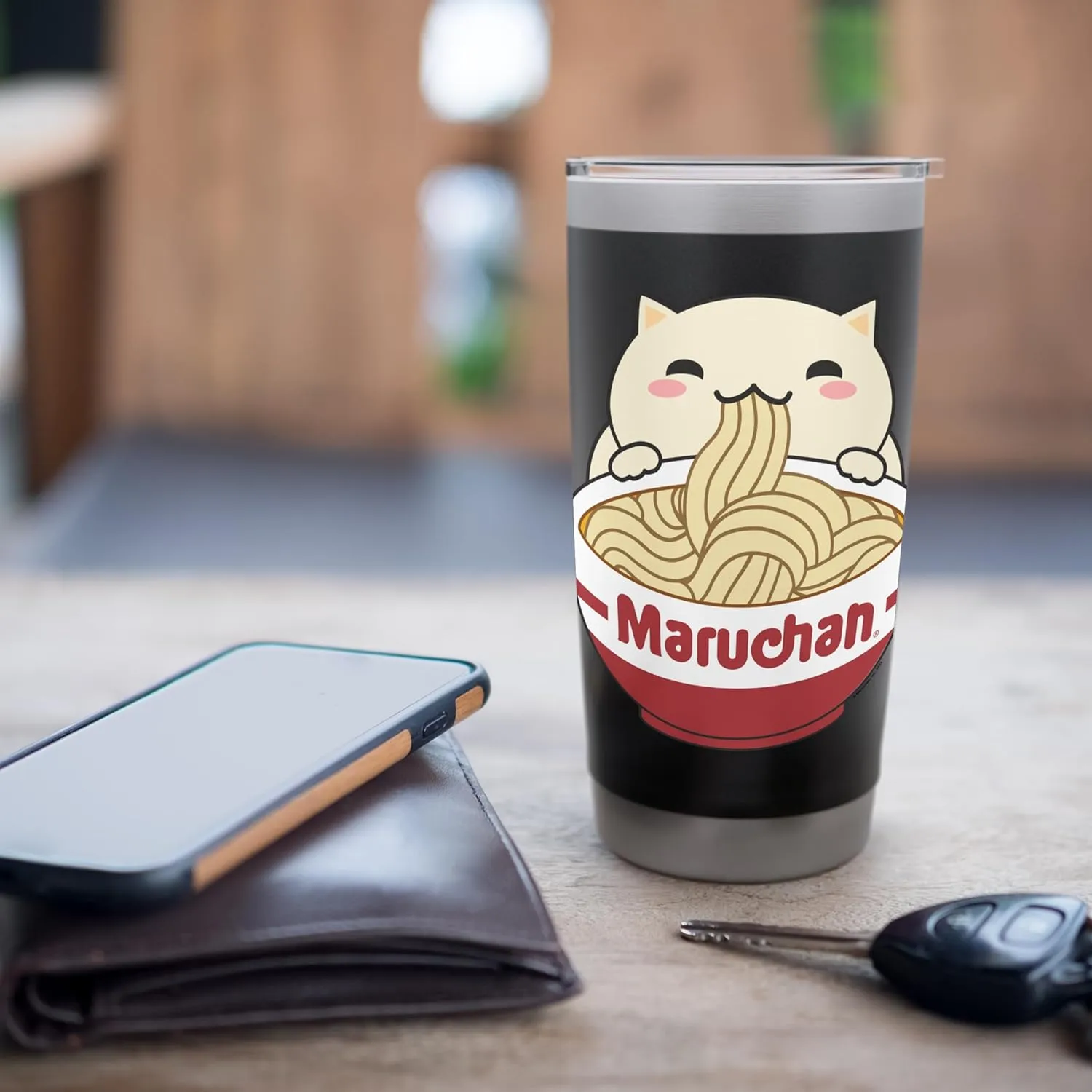 Instant Lunch Cute Cat Ramen Bowl Logo Stainless Steel Insulated Tumbler