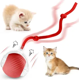 Interactive Cat Ball Toys for Indoor Cats, Peppy Pet Ball, 2025 Upgraded Automatic Kitten Toy for Bored Indoor Adult Cat, 360Smart Rolling Toy (Red)