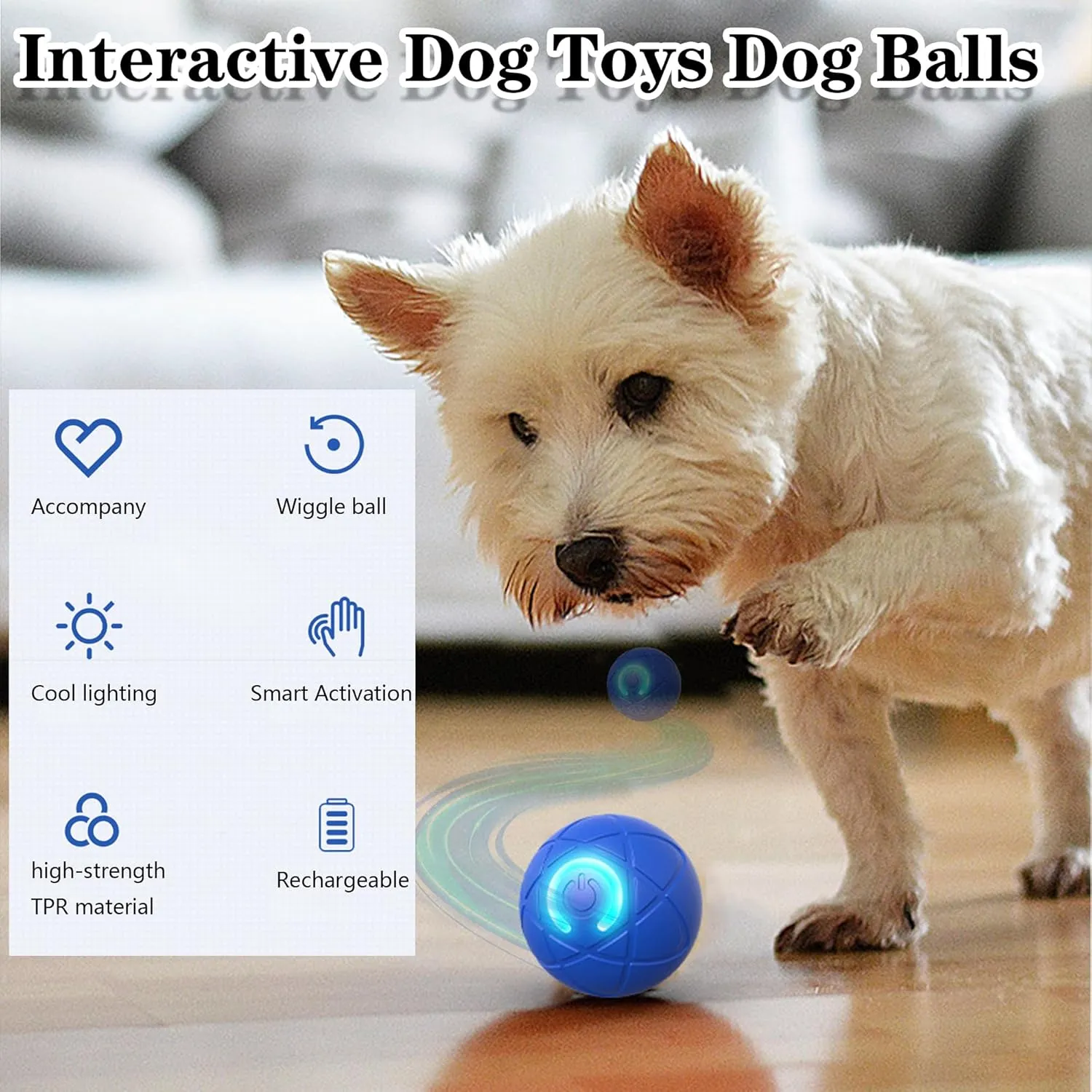 Interactive Dog Toys Dog Balls Activated Automatic Rolling Ball for Puppy Small Medium Dogs Smart Jumping Automatic Moving Bouncing and Rotating Ball Vibrating Keep Them Busy [2025 Newly Upgraded]