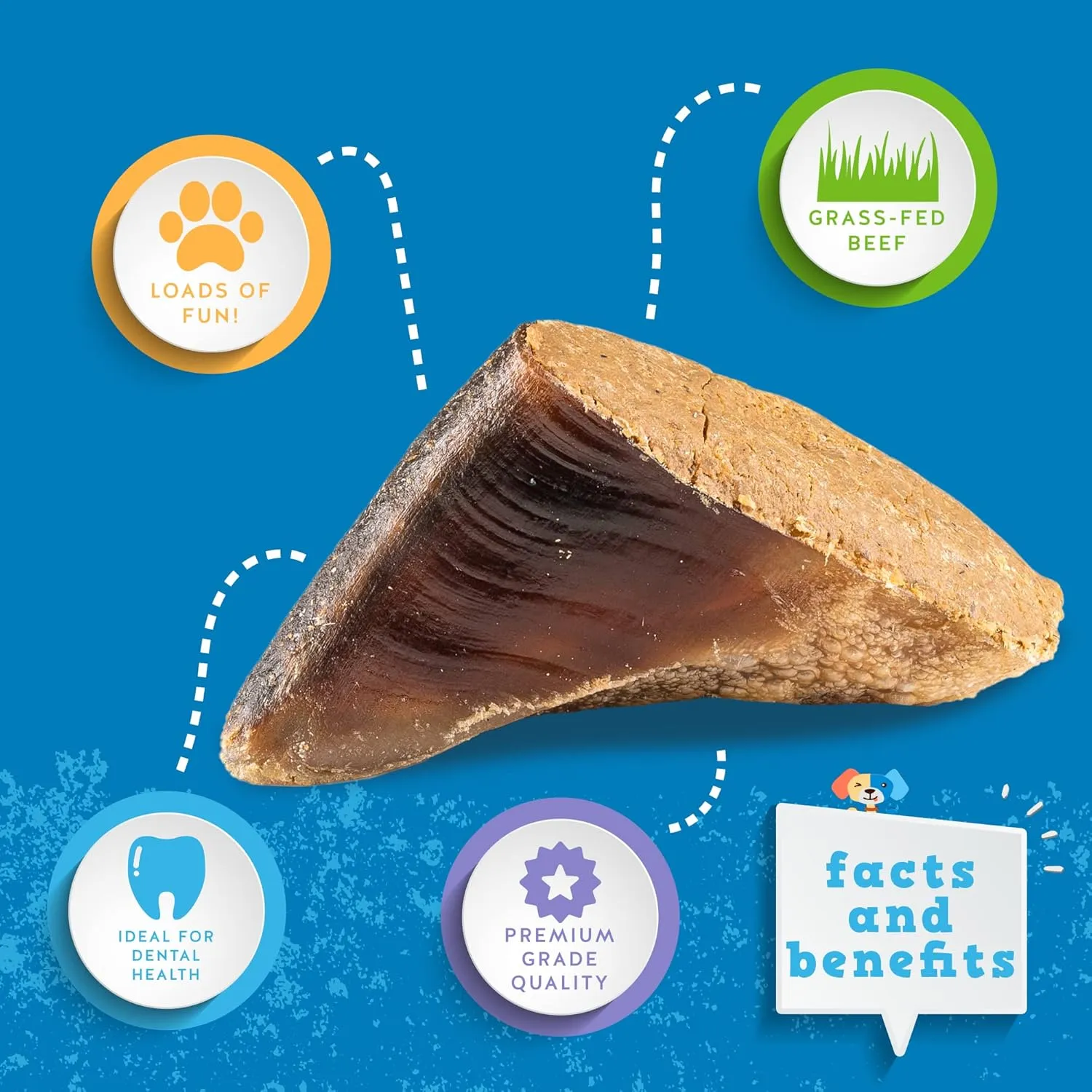 Jack&Pup Filled Cow Hooves for Dogs (5 Pack) Cow Hoofs for Dogs | Natural Dog Chews, Filled Dog Bones (Peanut Butter Flavor)