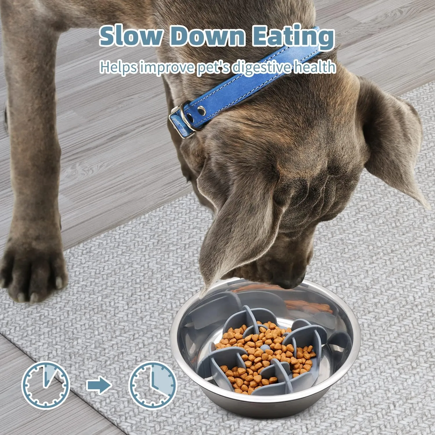Jaoul Slow Feeder Dog Bowls X-Large 7 Inch Cuttable Insert with 32 Octopus Suction Cups for Medium Breed Dog Bowls (X-Large, Grey)