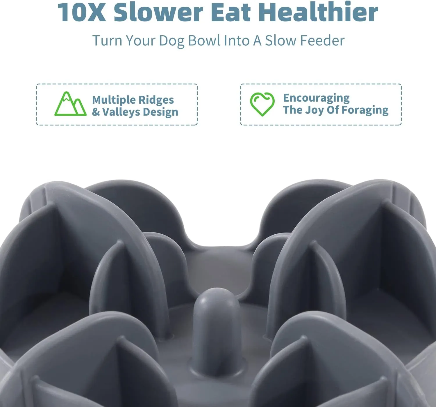 Jaoul Slow Feeder Dog Bowls X-Large 7 Inch Cuttable Insert with 32 Octopus Suction Cups for Medium Breed Dog Bowls (X-Large, Grey)