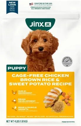 Jiinx Jr. Natural High Protein Puppy Food - Organic Chicken, Brown Rice & Sweet Potato, Grain-Free, DHA for Brain Development, 4 lb. Bag (2X 4 lbs)