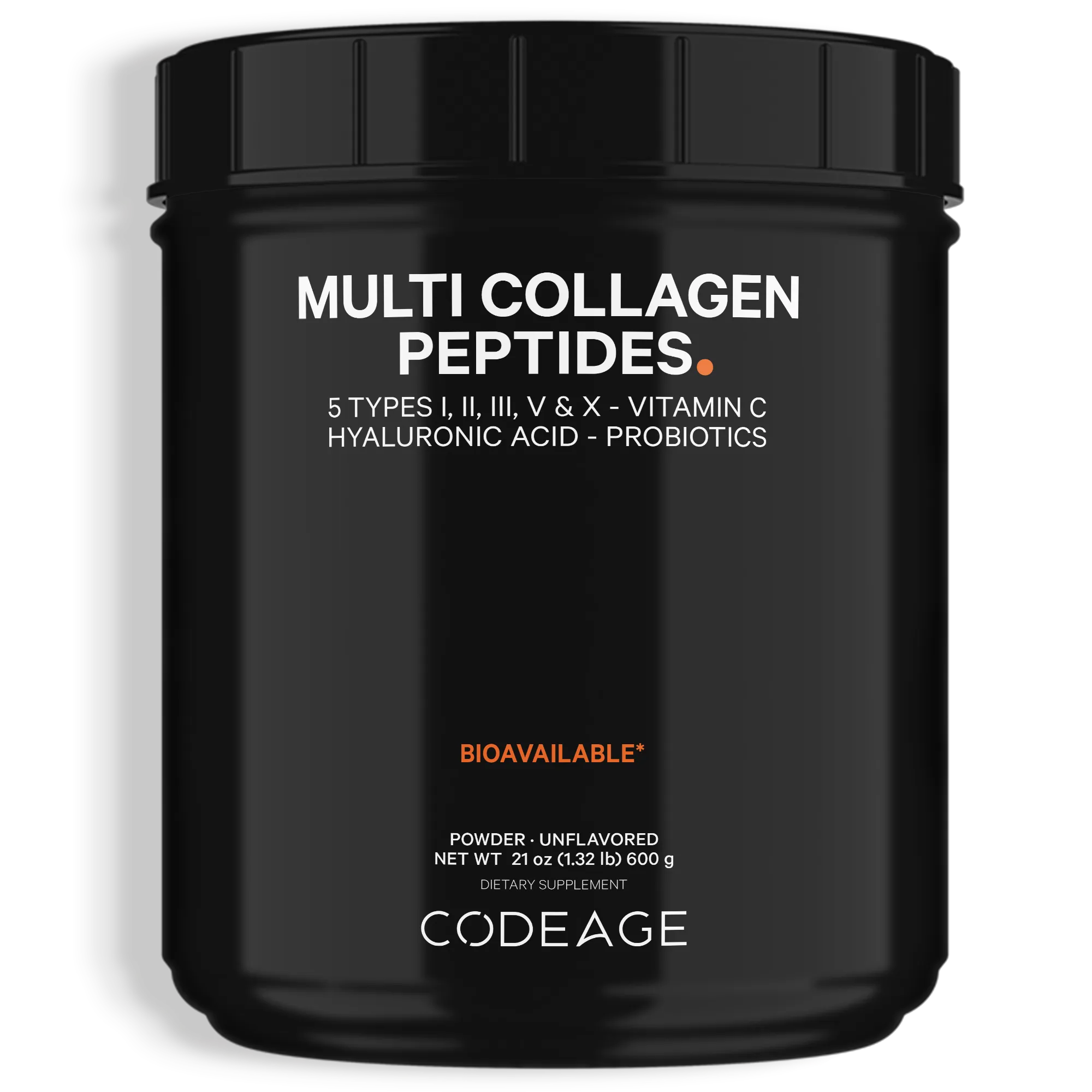 Multi Collagen Peptides Powder   Probiotics Black Edition Large
