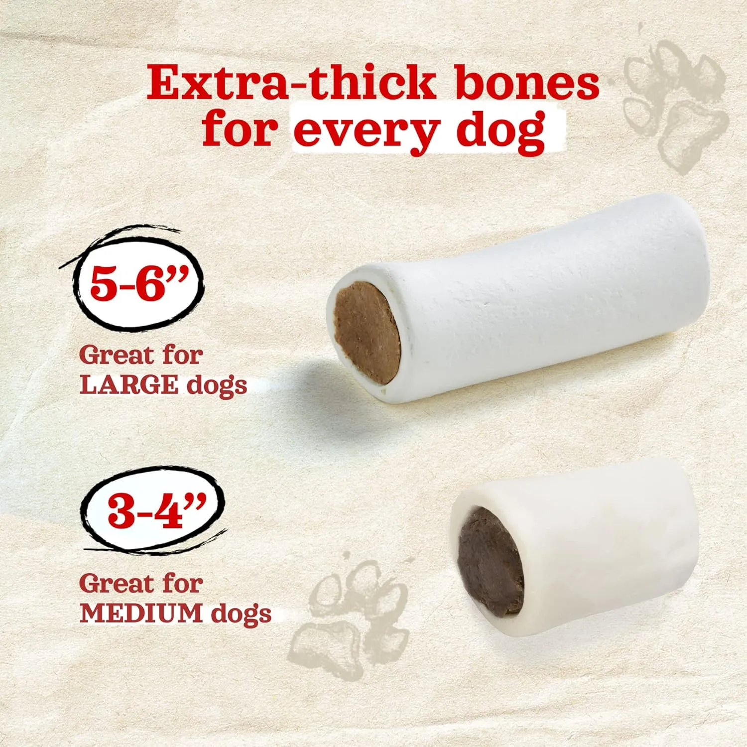 Natural Farm Peanut Butter Flavor Filled Dog Bones (5-6 Inch, 3 Pack), Limited Ingredient Stuffed Dental Dog Bone Treats for Small, Medium and Large Dogs