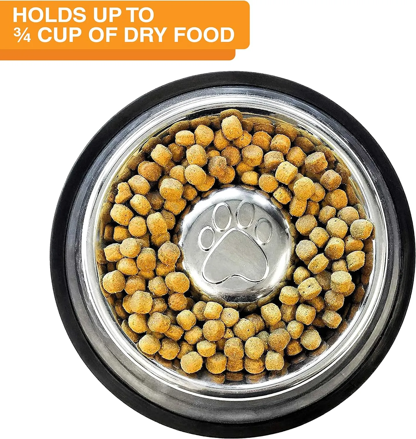Neater Pet Brands Stainless Steel Slow Feed Bowl - Non-Tip & Non-Skid - Stops Dog Food Gulping, Bloat, Indigestion, and Rapid Eating (3/4 Cup)