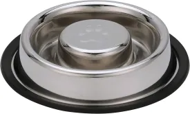 Neater Pet Brands Stainless Steel Slow Feed Bowl - Non-Tip & Non-Skid - Stops Dog Food Gulping, Bloat, Indigestion, and Rapid Eating (3/4 Cup)
