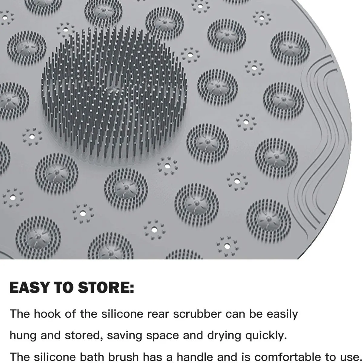 Non Slip Round Bath Mat with Suction Cup, 46x46cm