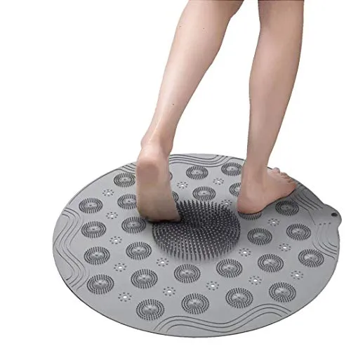 Non Slip Round Bath Mat with Suction Cup, 46x46cm