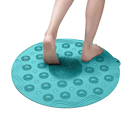 Non Slip Round Bath Mat with Suction Cup, 46x46cm