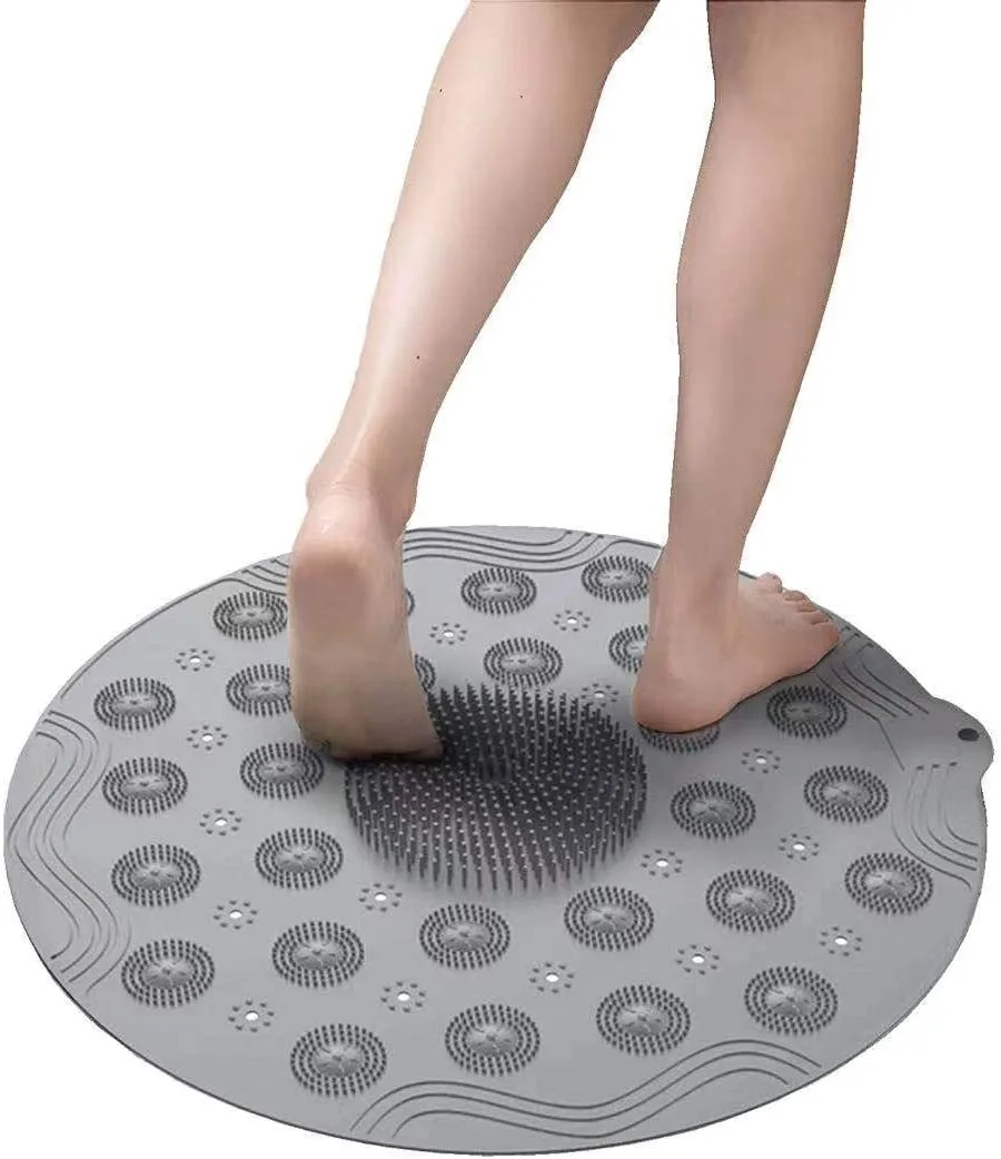 Non Slip Round Bath Mat with Suction Cup, 46x46cm