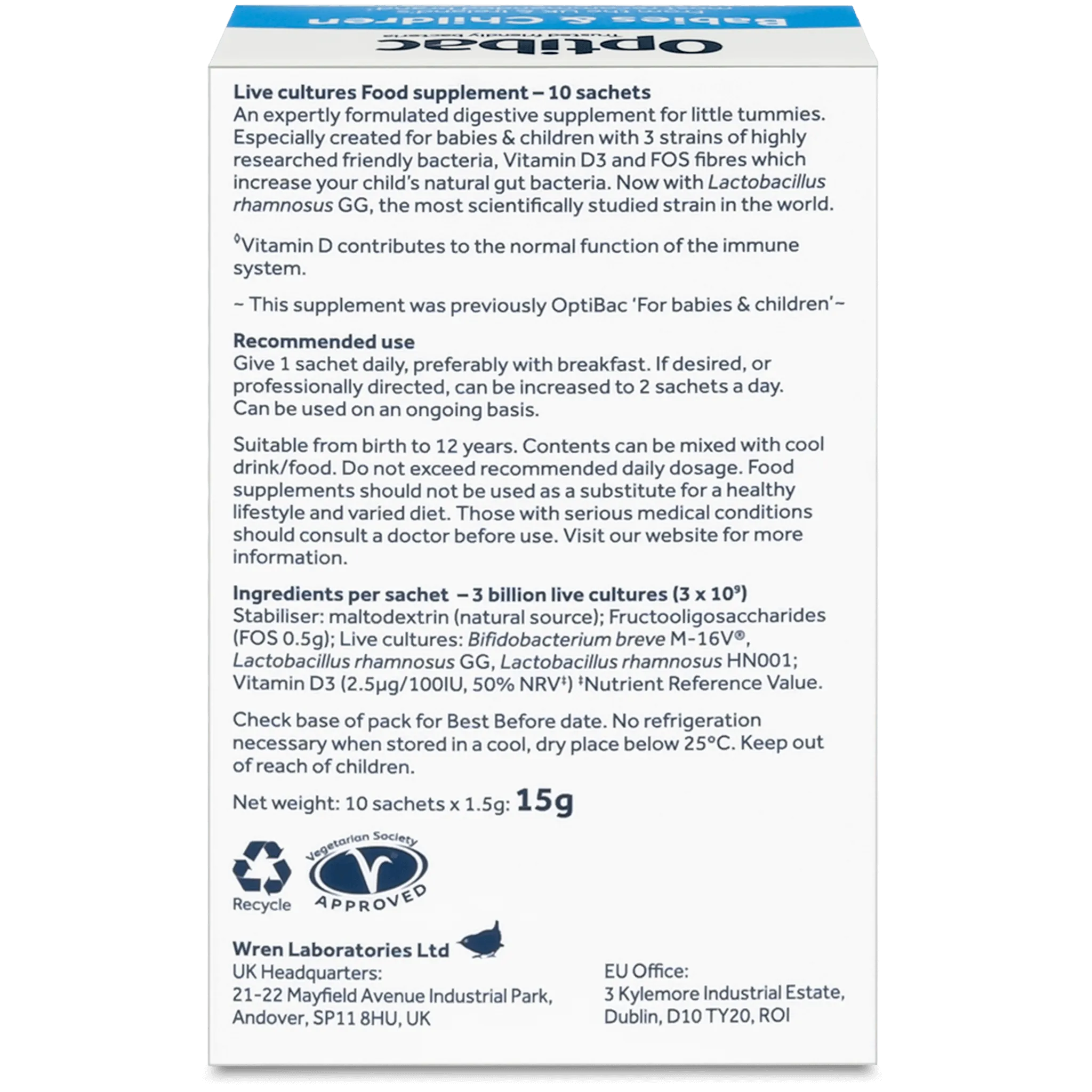 OptiBac For Babies & Children 10 Sachets