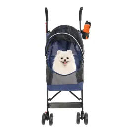 Pet Stroller W/4 Wheels, Pet Travel Stroller, Blue Foldable Pet Travel Carrier, Medium Dog Stroller, Multifunction Dog Cat Jogger Stroller, Pet Strolling Cart, Foldable Pet Stroller