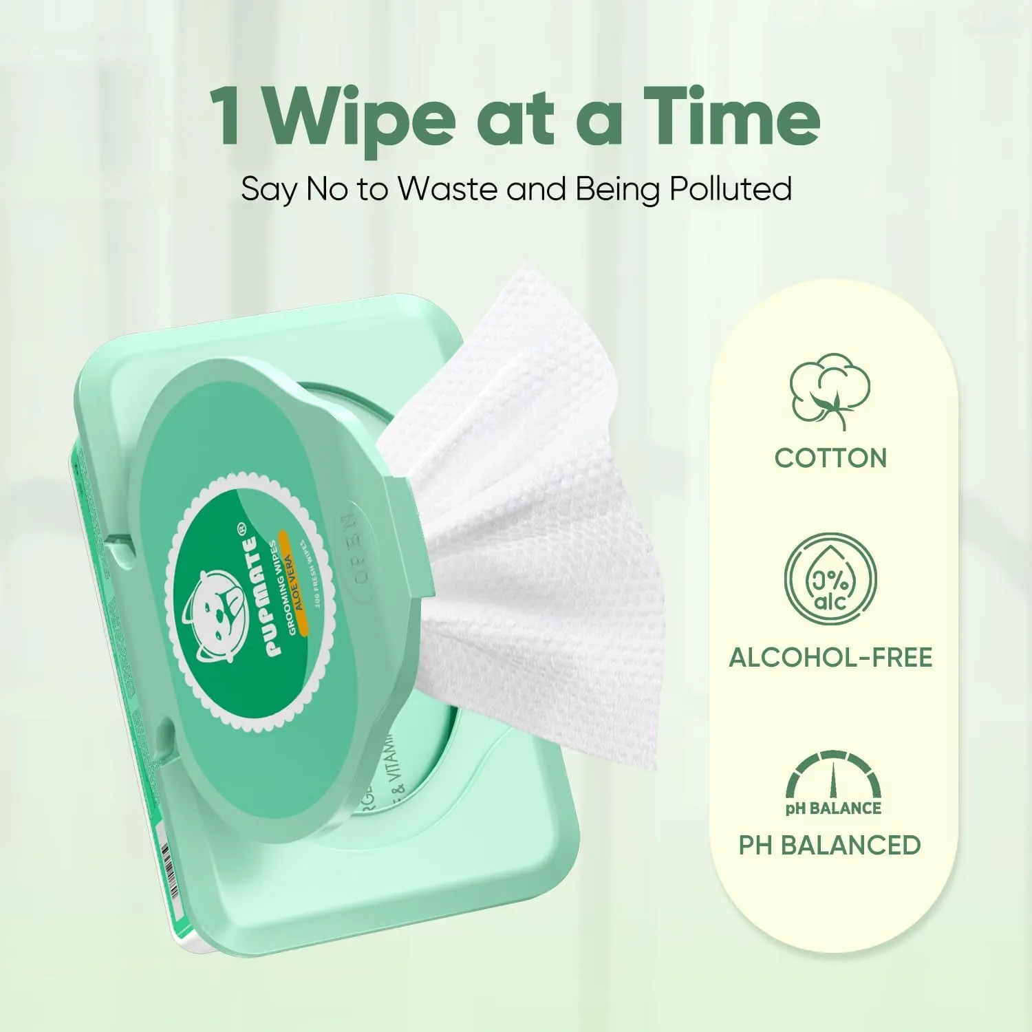 Pet Wipes for Dogs & Cats, Extra Moist & Thick Grooming Puppy Wipes with 100 Fresh Counts, Aloe Vera/Nature
