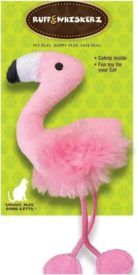 Pink Flamingo Cat Toy Plush with Catnip and Rope Legs