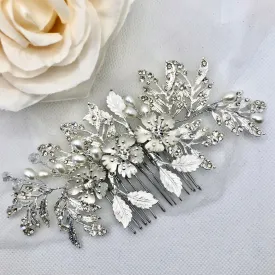 "Aletta" - Pearl and Crystal Bridal Hair Comb - Available in Silver and Gold