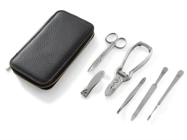 "IMANTADO Zip L"  INOX Stainless Steel Pedicure Set in Zipped Black Leather Case by Niegeloh, Germany