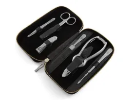 "IMANTADO Zip L"  INOX Stainless Steel Pedicure Set in Zipped Black Leather Case by Niegeloh, Germany