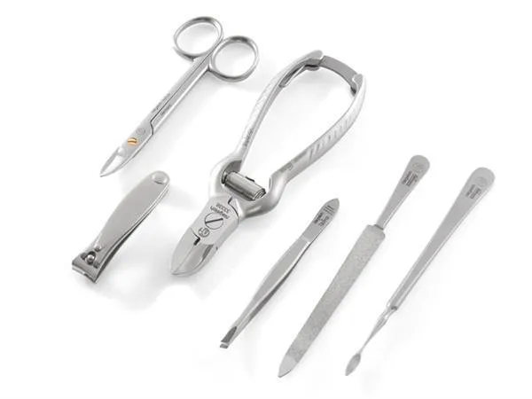 "IMANTADO Zip L"  INOX Stainless Steel Pedicure Set in Zipped Black Leather Case by Niegeloh, Germany