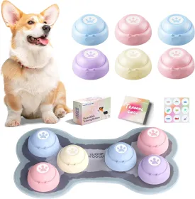 Recordable Dog Buttons, Loud 30-sec Voice recording Buttons, Pet, Dog, Cat Buttons for Communication, Training and Talking Buttons for Small Dogs, with Mat, Training Manual, and Stickers, 6 Buttons